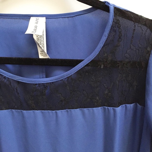 Beautiful blouse black dark periwinkle lace tank top shirt plus size - Picture 2 of 2